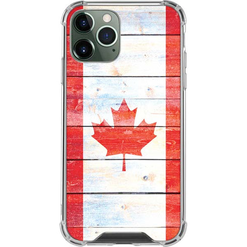 Canada Flag Light Wood iPhone 12 Pro Max Clear Case